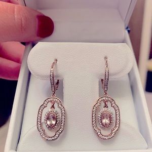 Gorgeous Oval Morganite Rose Gold Drop Earrings